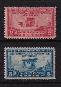 1928 Aeronautics Conference 2c & 5c Sc 649 & 650 MNH set complete (KK