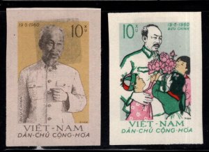 North Viet Nam Scott 129-130 Ho Chi Minh imperforates from mini sheet set NGAI
