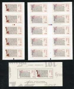 Denmark 1691, 1692a-1693a Manuscripts Stamp Booklets and Sheet MNH 2014