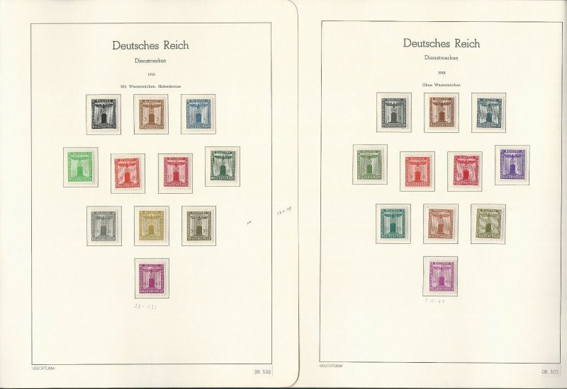 Germany Stamp Collection on 4 Hingless Lighthouse Pages, 1938-44 WWII, JFZ