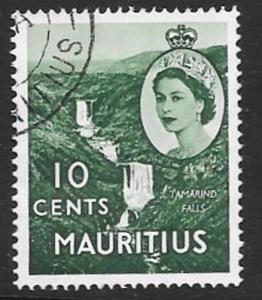 MAURITIUS SG297 1953 10c BLUISH GREEN FINE USED
