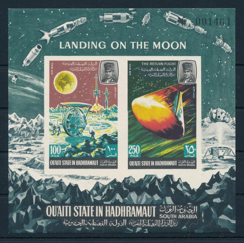 [95534] Aden Qu'aiti State Hadhramaut 1967 Space Travel Moon Imperf. Sheet MNH