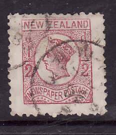 New Zealand-Sc#P3b- id5-used 1/2p Newspaper stamp-perf 12-wmk-1875-