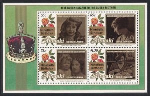 Aitutaki 90th Birthday of Queen Elizabeth the Queen Mother MS 1990 MNH SG#MS614