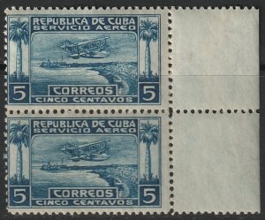 Cuba 1927 Sc C1 air post margin pair MNH**