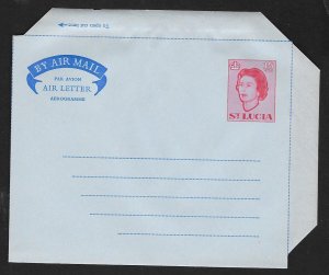 ST LUCIA Aerogramme 15¢ Queen c1950s-1960s Unused