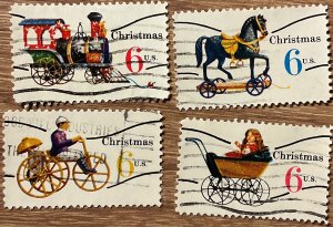 US #1415a-1418a Used 4 Precanceled Singles Christmas Toys SCV $1.00