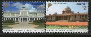 Singapore 2015 President Houses Joints Issue with India Architecture 2v MNH #111
