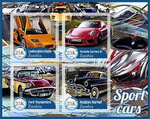 Stamps. Cars. Sport cars 2019 1+1 sheets perforated