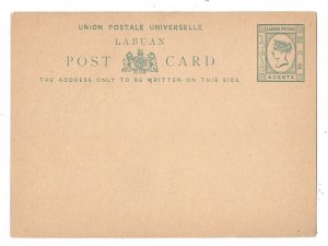 Labuan 1881 UPU Postal Stationery Card QV 4c Buff HG 1 Unused