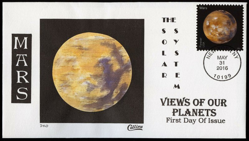 Collins Handpainted FDC View of Our Planets: Mars (5/31/2016)