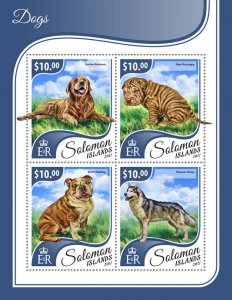Solomon Islands Dogs Stamps 2017 MNH British Bulldog Golden Retriever 4v M/S 
