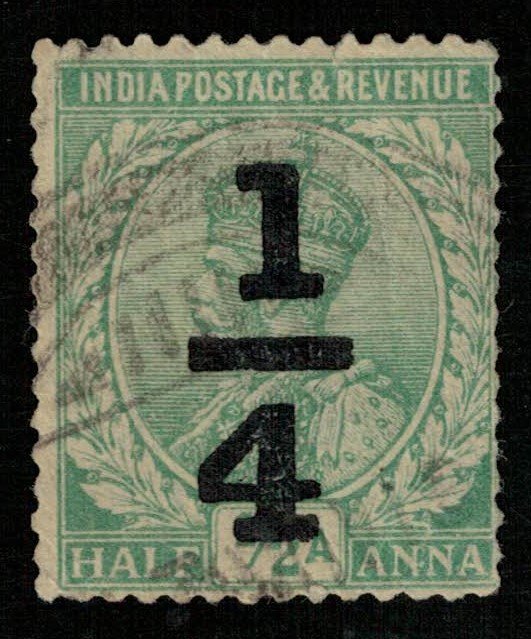 India, overprint 1/4, 1/2 Anna, King George V (T-6072)