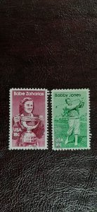 US Scott # 1932-1933; Two used 18c Sports Figures from 1981; VF+ centering