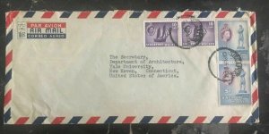 1956 Malaya Singapore Cover To Yale University New Haven CN Usa