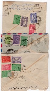 SAUDI ARABIA 1956-58 THREE REGISTERED AL RIYADH COVERS SMALL CIRCLE CANCELS VIA