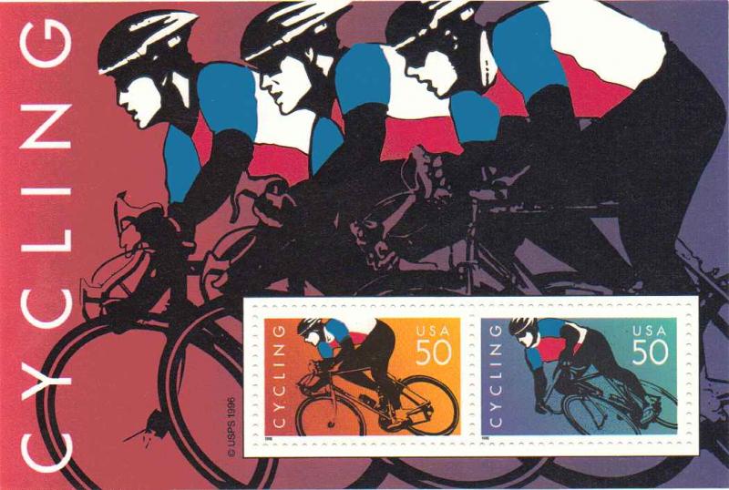 US 3119 - 50¢ Cycling Souvenir Sheet Unused