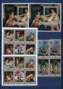 MANAMA 1971 PAINTINGS/GREEK MITHOLOGY 2 SETS OF 8 STAMPS & 2 S/S MNH