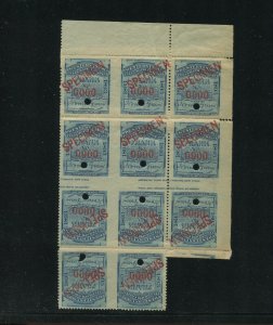 16T23S Western Union Telegraph Margin Gutter Specimen Booklet Pane of 11 Stamps
