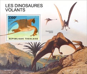 TOGO - 2021 - Flying Dinosaurs - Perf Souv Sheet - Mint Never Hinged