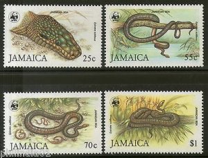 Jamaica 1984 WWF Jamaican Boa Snake Reptiles Wildlife 4v Sc 591-94 MNH # 019