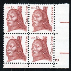 SC# 1855 - (13c) - Crazy Horse, MNH - Plate Block/4 - LR # 2