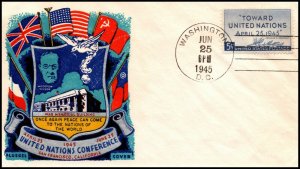 25 Jun 1945 Staehle Multicolor WWII United Nations Conference Unaddressed