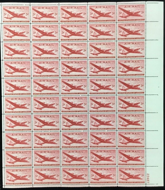 C-32    DC-4 Skymaster    MNH 5 cent sheet of 50    Issued in 1946