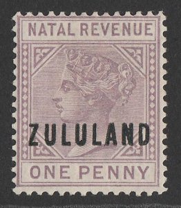 ZULULAND : 1891 'ZULULAND' on QV Natal Revenue 1d postal Fiscal. MNH **.