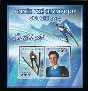 Djibouti 2014 Sochi Winter Olympics Ski Jumping 2 Stamp S/S 4B-058