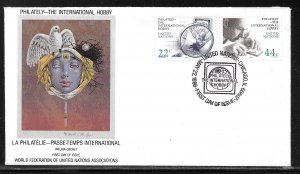 United Nations NY 473-474 Stamp Collecting WFUNA Cachet FDC First Day Cover Chi