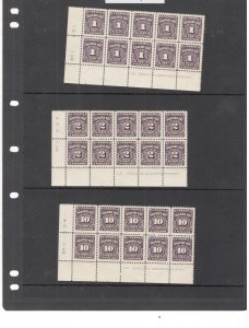 CANADA POSTAGE DUE INSCRIPTION/PLATE BLOCK OF 10 COLLECTION MNH