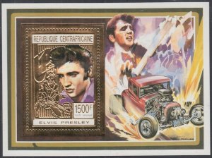 CENTRAL AFRICAN REP Sc# 1001B MNH SOUVENIR SHEET GOLD EMBOSSED ELVIS PRESLEY