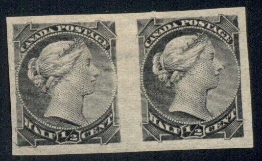 CANADA #34a, ½¢ Imperf Pair, og, LH, VF, Scott $650.00