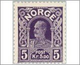 Norway Mint NK 113 King Haakon VII 1910-1918 5 Krone Dark violet