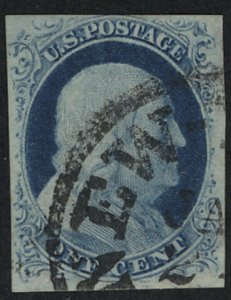 MALACK 9 VF, imperf, town cancel, awesome! b5679