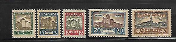 ESTONIA,B15-B19, MINT HINGED, 1951 ISSUE