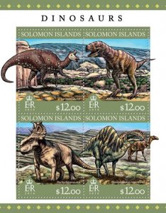 SOLOMON IS. - 2016 - Dinosaurs - Perf 4v Sheet - Mint Never Hinged