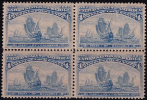 #233 Mint OG, VF, Block of 4, 2 OG, 2 NH stamps (CV $410) (CV $55 - ID46099) ...