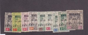 Kelantan Scott # 14a - 23a set F-VF OG previously hinged cv $ 450 ! see pic !