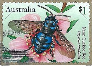 AUSTRALIA 2019 $1 Multicoloured, Native Bees-Neon Cuckoo Bee Die-Cut Self Adh...