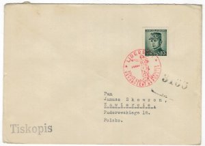 Czechoslovakia 1946 Censored Cover to Poland Cancellation Second World War II