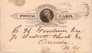 United States Jerseyark, N.J. 1888 Leavitt Machine Type B-NRK  Postal Card.