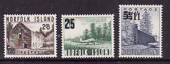 Norfolk Is.-Sc#26-8-Unused hinged set-Planes-Airfield-Harder's Tower-1960-