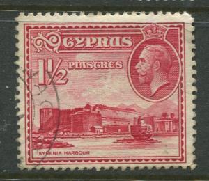 Cyprus - Scott 129 - KGV Definitive Issue -1934 - Used - Single 1.1/2pi Stamp