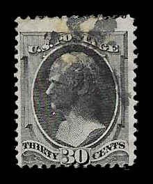 PCBstamps   US # 154 30c Alexander Hamilton,black, used, (1)