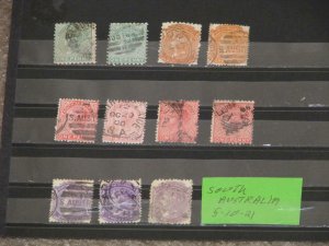 SOUTH AUSTRALIA, SMALL LOT OF STAMPS, DIFFERENT CANCELS,  ETC.