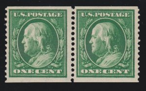 US 387 1c Franklin Mint Coil Pair w/ Weiss Certificate VF OG NH SCV $1050