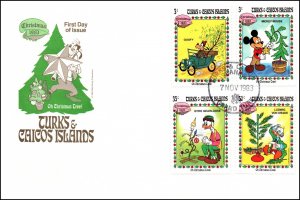 Turks and Caicos 593-602 Disney's Set of Three U/A FDCs