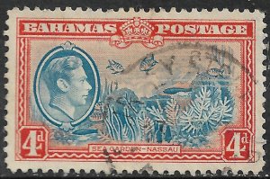 Bahamas Stamp - Scott #106/A13 4p Red Orange & Blue Used/LH 1938